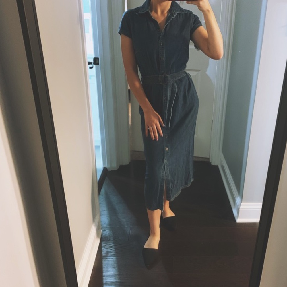 LOFT Jean Button Down Maxi Dress